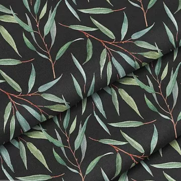 Отрез ткани 79х50 см "Ива на черном" (Cotton)