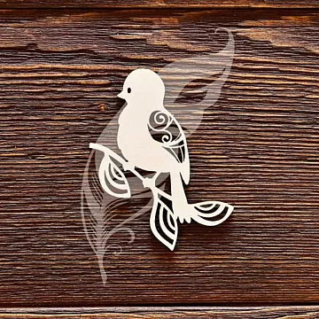 Украшение из чипборда "Птичка на веточке 4" (AL)