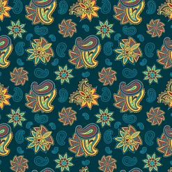 Отрез ткани 50х55 см "Пейсли. Цветы на синем" (Peppy)