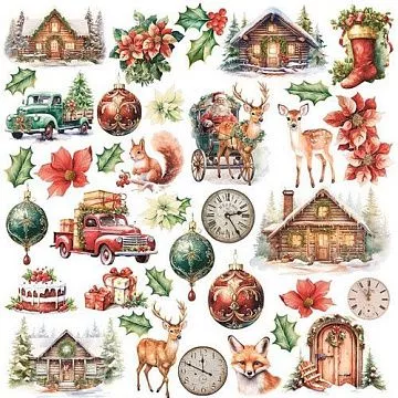 Бумага 30х30 см "Праздник к нам приходит. Для вырезания. Элементы 2" (Scrapodelie)