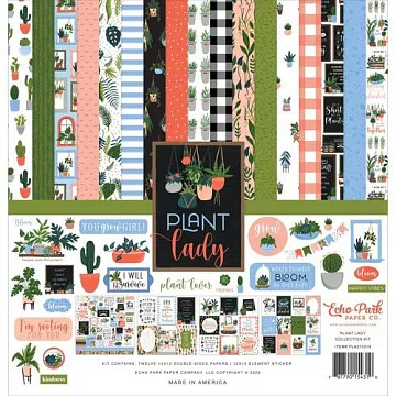 Набор бумаги 30х30 см с наклейками "Plant Lady", 12 листов (Echo Park)