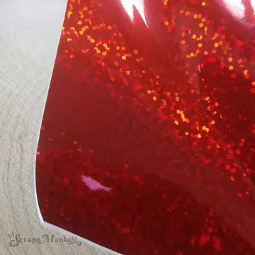 Отрез экокожи 30х69 см "Глянцевый глиттер. Красный" (Pty Китай)