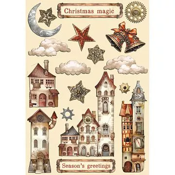 Набор деревянных украшений "Gear to up for Christmas", 18 шт (Stamperia)