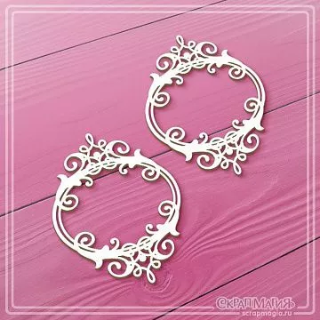 Чипборд "Овальные рамки с завитками 6", 5х6,6 см (СкрапМагия)