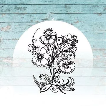 Штамп "Птичка с цветами", 6х7,5 см (Креатив)