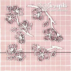 Чипборд "Сакура цветущая 2", 3,6х9,5 см (Scrapiki)