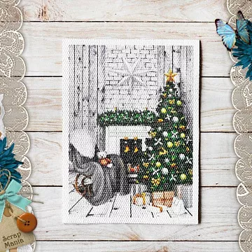 Тканевая карточка "Сканди Новый Год. Камин" (ScrapMania)