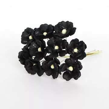 Букет цветов вишни средний "Черный", 2 см, 10 шт (Craft)