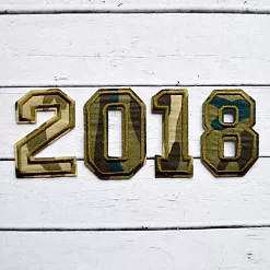 Набор термонаклеек "2018", цвет хаки