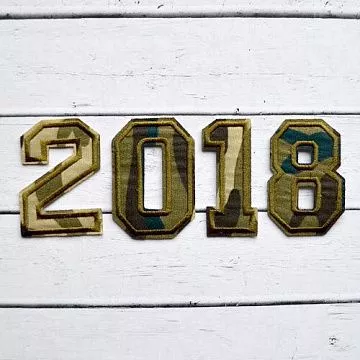 Набор термонаклеек "2018", цвет хаки