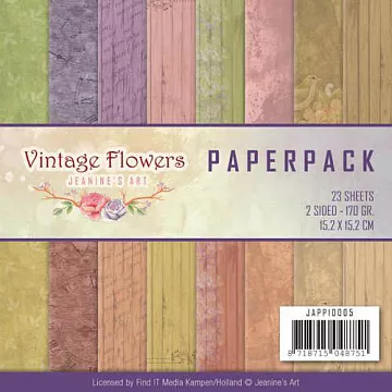 Набор бумаги 15х15 см "Vintage flowers", 23 листа (Find It)
