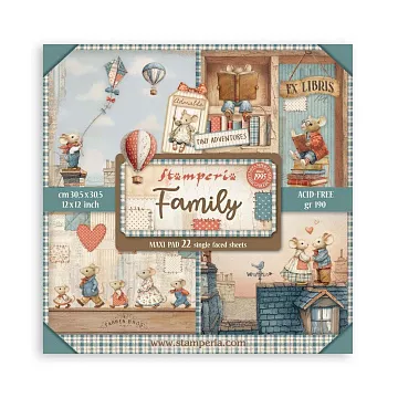Набор бумаги 30х30 см "Family", 22 листа (Stamperia)