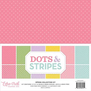 Набор бумаги 30х30 см "Dots & Stripes. Spring", 12 листов (Echo Park)