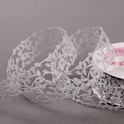 Лента фигурная "Ветви", цвет серебряный, длина 1 м (АртУзор)