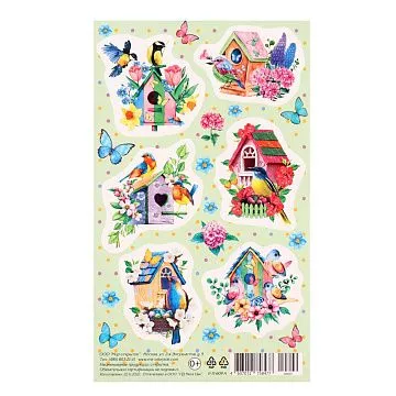 Наклейки 10х16 см "Скворечник. Бабочки и птицы"