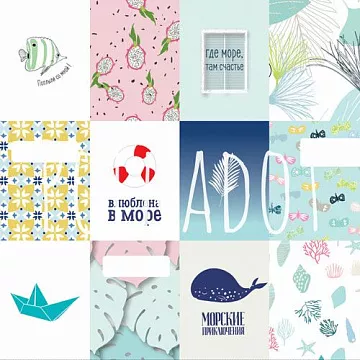Бумага "Глубокое синее море. Карточки" (Polkadot)