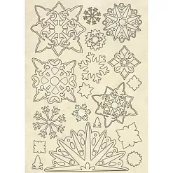Набор деревянных украшений "Snowflakes" (Stamperia)