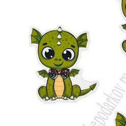 Акриловое украшение "Дракончик зеленый с бантиком", 3,3х2,5 см Акриловое украшение "Дракончик зеленый с бантиком", 3,3х2,5 см