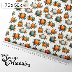 Отрез ткани 75х50 см "Снежинки-мандаринки. Шарики" (ScrapMania) Отрез ткани 75х50 см "Снежинки-мандаринки. Шарики" (ScrapMania)