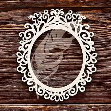 Украшение из чипборда "Рамка овальная резная. Цветочная" (AL)