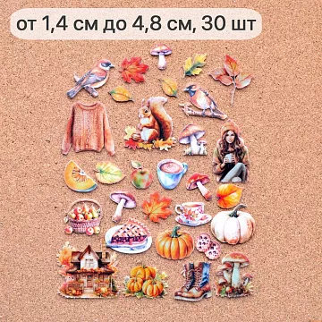 Набор высечек из ткани "Художница Осень", 30 шт (ScrapMania) Набор высечек из ткани "Художница Осень", 30 шт (ScrapMania)