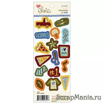 Набор пуговиц из чипборда "Cody shapes" (Ki Memories)