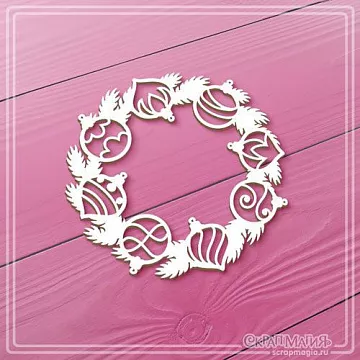 Чипборд "Круглая новогодняя рамка с елочными украшениями", 6,7х6,7 см (СкрапМагия)