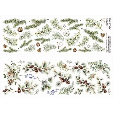 Лист с картинками 10х30 см "Снежные сказки. Веточки хвойные" (ScrapMania)
