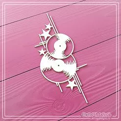 Чипборд "Виниловые пластинки со звездами", 3,7х8,7 см (СкрапМагия)