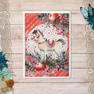 Тканевая карточка "Румяный Новый Год. Лошадка" (ScrapMania)