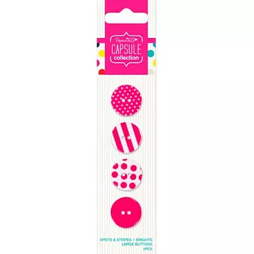 Набор пуговиц "Spots & Stripes Brights", цвет ярко-розовый (DoCrafts)