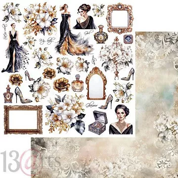 Бумага 30х30 см "Black velvet. Tonight you shine. Для вырезания" (13Arts)