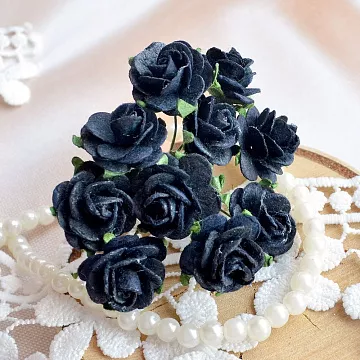 Букет крупных роз "Черный", 2 см, 10 шт (Craft)