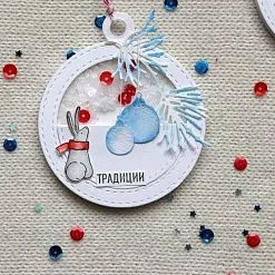 Штамп "Зайцы с подарками", 4 см (Скрапклуб)