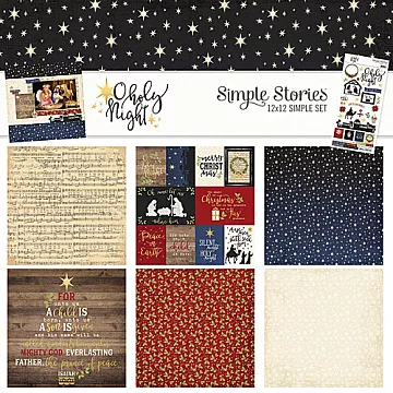 Набор бумаги 30х30 см с наклейками "O Holy Night", 6 листов (Simple Stories)