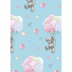 Отрез ткани 50х55 см "Me to you. Мишки на шариках. Голубой" (Peppy)