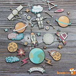 Набор украшений из цветного чипборда "Космос" (Благолис) Набор украшений из цветного чипборда "Космос" (Благолис)