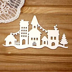 Украшение из чипборда" Бордюр из домиков 4" (Просто небо)