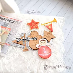 Нож "СССР. Пионерские значки и неваляшка", 3,6х5,1 см (ScrapMania)