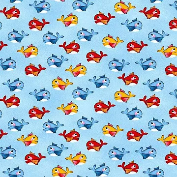 Отрез ткани 50х55 см "Веселые рыбки" (PEPPY)