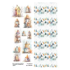 Лист с картинками 10х30 см "Снежинки-мандаринки. Дома" (ScrapMania)