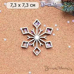 Шейкер "Фономикс. Новогодний. Снежинка 3 маленькая", 7,3х7,3 см (ScrapMania)