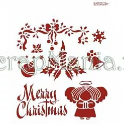 Трафарет пластиковый многоразовый 20*25см «Merry Christmas» со свечкой
