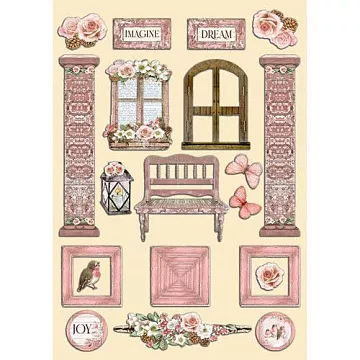 Набор деревянных украшений "Roseland", 20 шт (Stamperia)