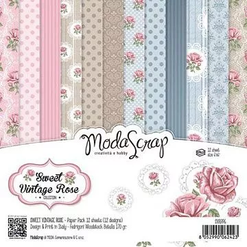 Набор бумаги 15х15 см "Sweet vintage rose", 12 листов (ModaScrap)