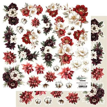 Бумага 30х30 см "Wonderful Christmas Time. Цветы. Для вырезания" (Alchemy of Art)