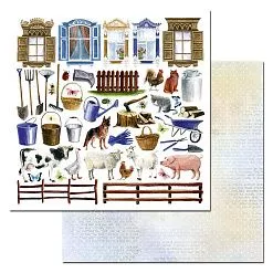 Бумага "Летняя деревня. Картинки. На дворе" (ScrapMania)