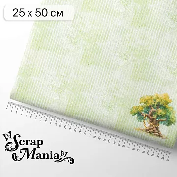 Отрез ткани 25х50 см на обложку блокнота "Лукоморье. Дуб зеленый" (ScrapMania)