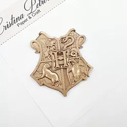 Акриловое украшение объемное "Гарри Поттер. Логотип Хогвартса", 6х6,5 см, цвет бронза (Cristina Petrova)