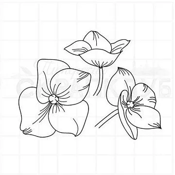 Штамп "Цветы гортензии", 4,5х4,5 см (Скрапклуб)